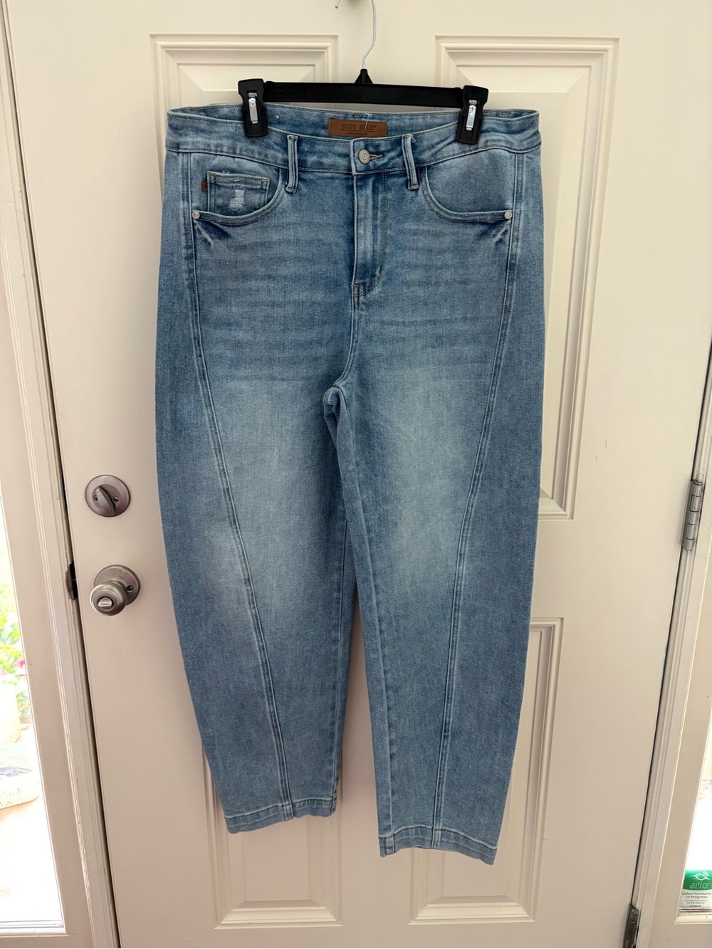 Judy High-Waisted Side Panel Barrel Leg Denim Jeans Size 31